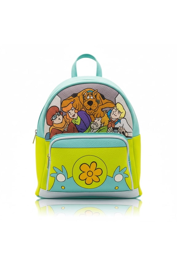 Scooby Doo Mini Backpack for Kids & Adults 10" PU Leather Scooby-Doo Backpack Purse Featuring Scooby & Mystery Machine Style Toddler Travel Bag, Small Backpack Bookbag for School, Travel Ages 3+
