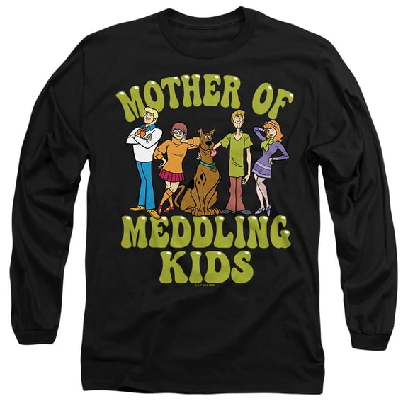 Scooby-Doo Mother's Day Meddling Kids Unisex Adult Long-Sleeve T Shirt, Black, Large