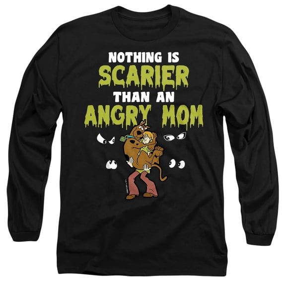 Scooby-Doo Mother's Day Nothing Scarier Shaggy Unisex Adult Long-Sleeve T Shirt, Black, 2X-Large