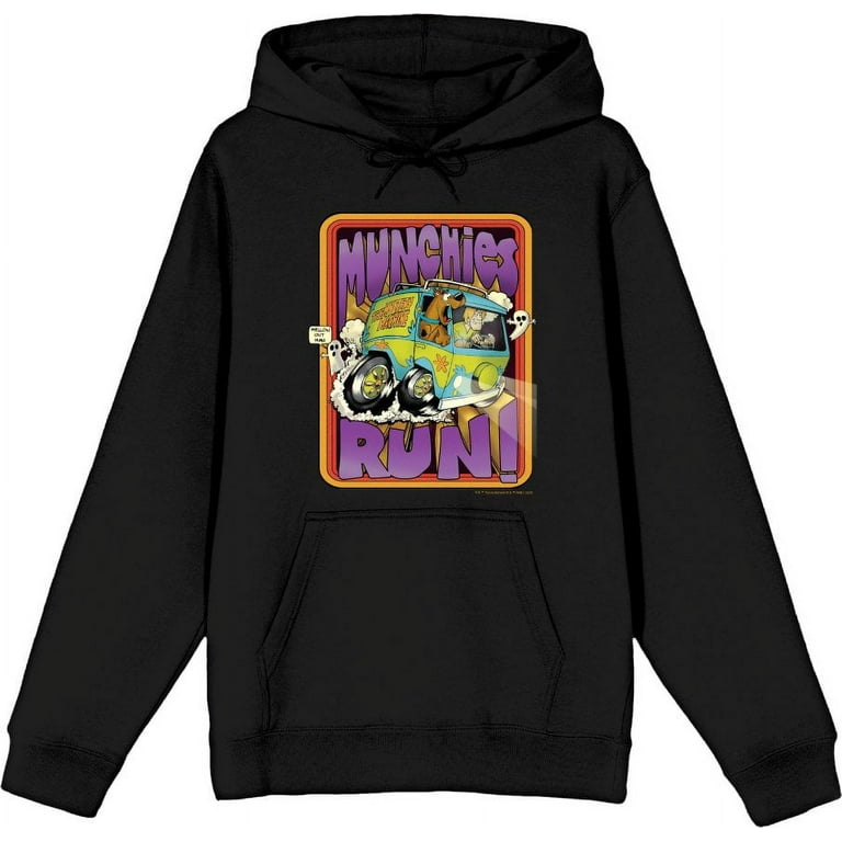 Scooby-Doo Munchies Run Adult Black Long Sleeve Hoodie-Small
