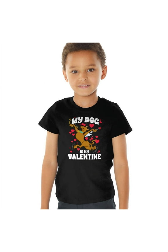 My Dog is My Valentine Kids T Shirt (4) for Toddler Boys and Girls, Black