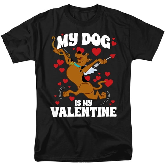 Scooby-Doo My Dog is My Valentine Unisex Adult T Shirt, Black, Medium
