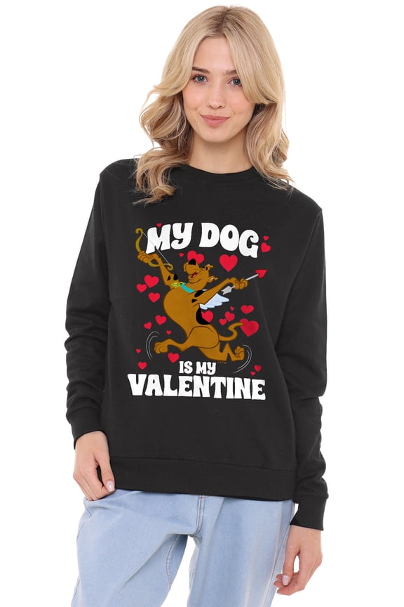 My Dog is My Valentine Women's Crew Sweatshirt, Black, Small