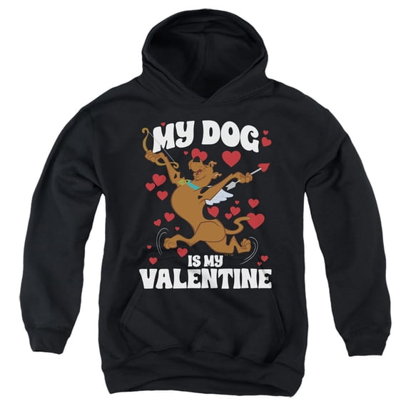 Scooby-Doo My Dog is My Valentine Youth Kids Boy/Girls Pull-Over Hoodie, Black, Large