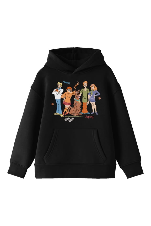 Scooby Doo Mystery Gang Doodle Youth Black Graphic Hoodie-Medium