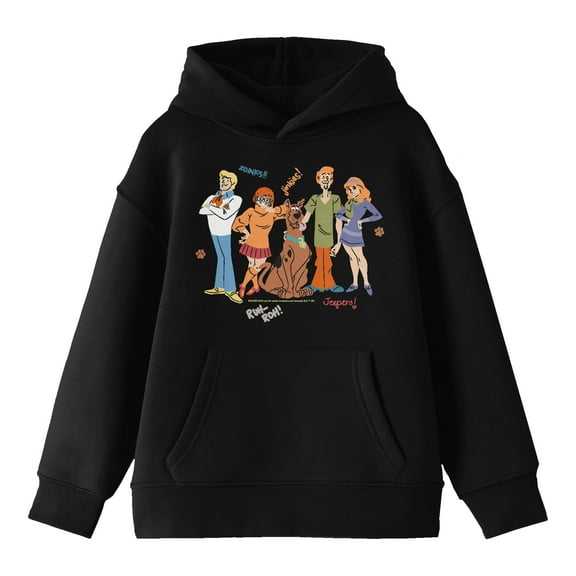 Scooby Doo Mystery Gang Doodle Youth Black Graphic Hoodie-Small