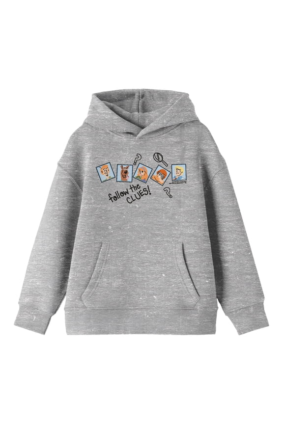 Scooby Doo Mystery Gang Doodles Youth Athletic Gray Hoodie-Medium