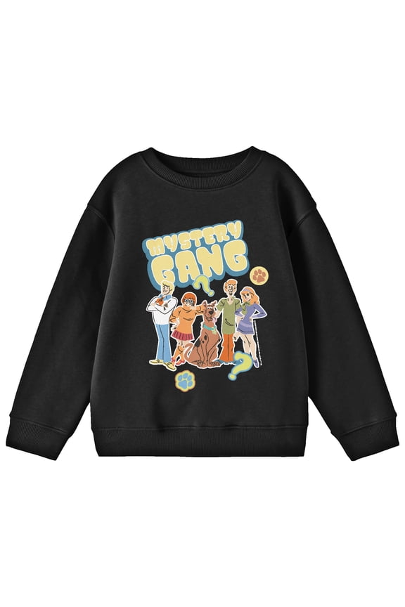 Scooby Doo Mystery Gang Youth Black Crew Neck Sweatshirt-Medium
