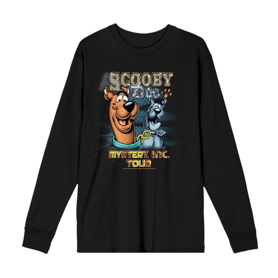 Scooby-Doo Mystery, Inc. Tour Adult Black Crew Neck Long Sleeve Tee-3XL