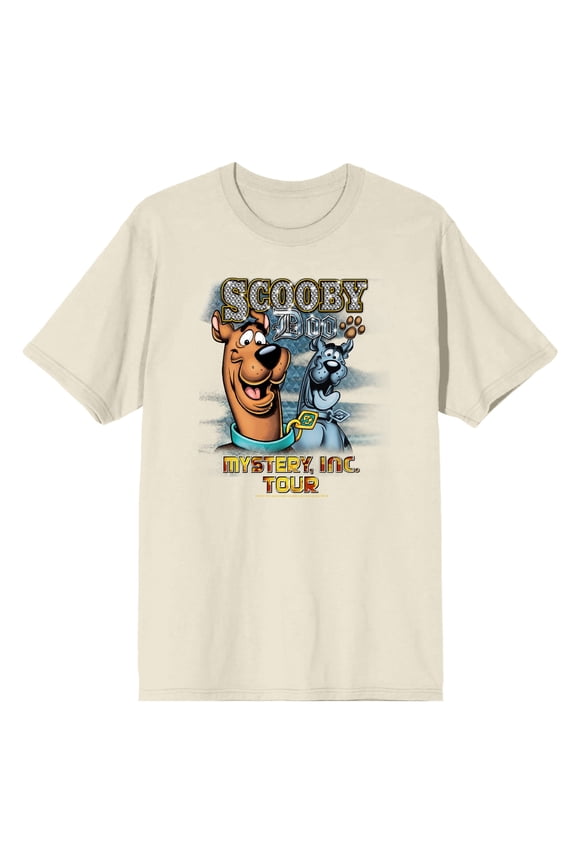 Scooby-Doo Mystery, Inc. Tour Men's Natural Crew Neck Short Sleeve Tee-Small