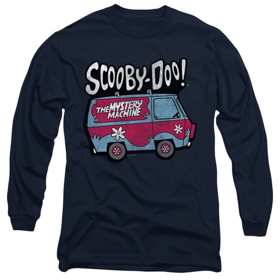 Scooby Doo! Mystery Machine 1 Unisex Adult Long-Sleeve T Shirt,Navy, Large