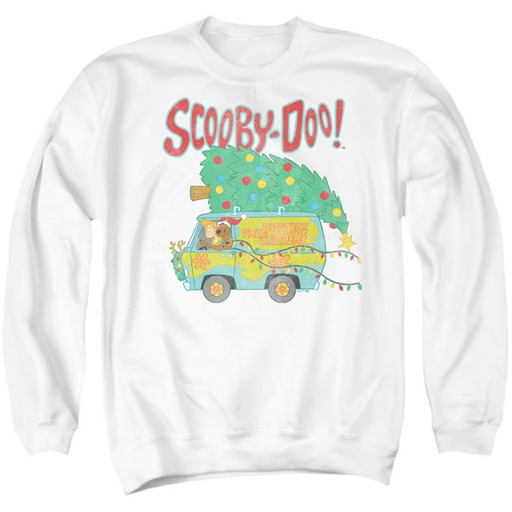 Scooby-Doo Mystery Machine Christmas Tree Unisex Adult Crewneck Sweatshirt (X-Large) White