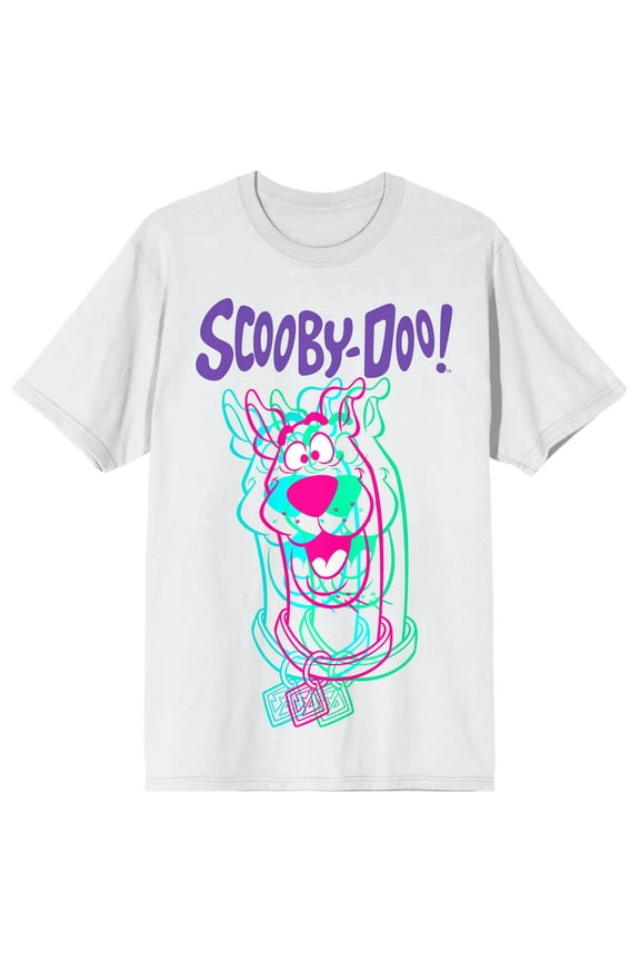 Scooby Doo Neon Character Crew Neck Short Sleeve Men's White T-shirt-3XL