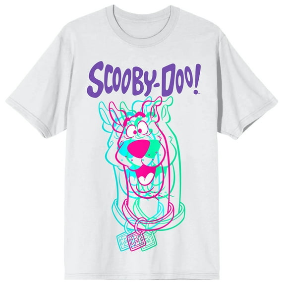 Scooby Doo Neon Character Crew Neck Short Sleeve Men's White T-shirt-3XL