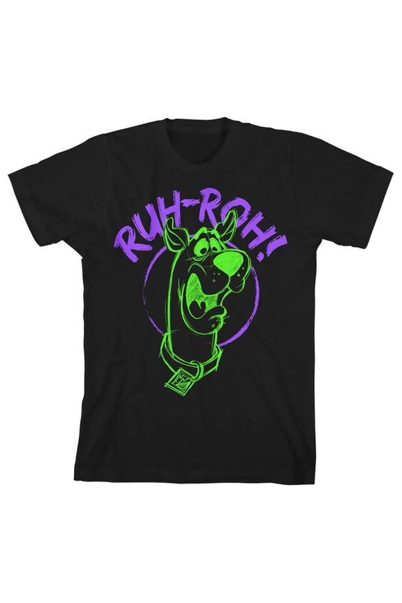 Scooby-Doo Neon Ruh-Roh Toddler Boy's Black T-Shirt-4T