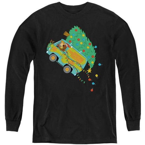 Scooby Doo! Oh Christmas Tree Kids Long Sleeve T Shirt (Medium) for Youth Boys and Girls, Black