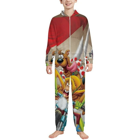 Scooby-Doo Pajamas One Piece Hooded Union Suit Onesie PJs Sleepwear
