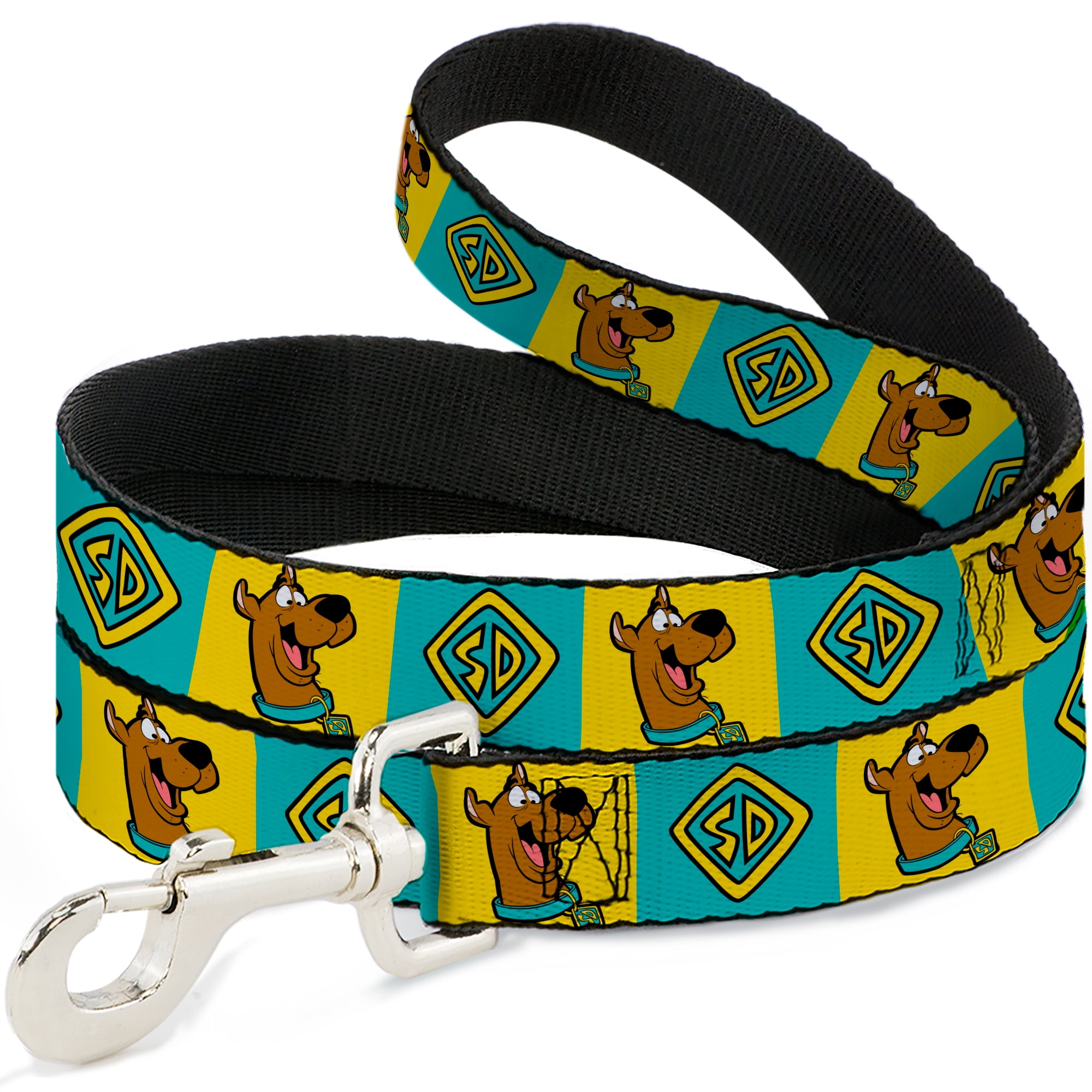 Scooby Doo Pet Leash, Dog Leash, Scooby Doo Pose and Dog Tag Blocks Yellow Blue, 6 Feet Long 1.0 Inch Wide