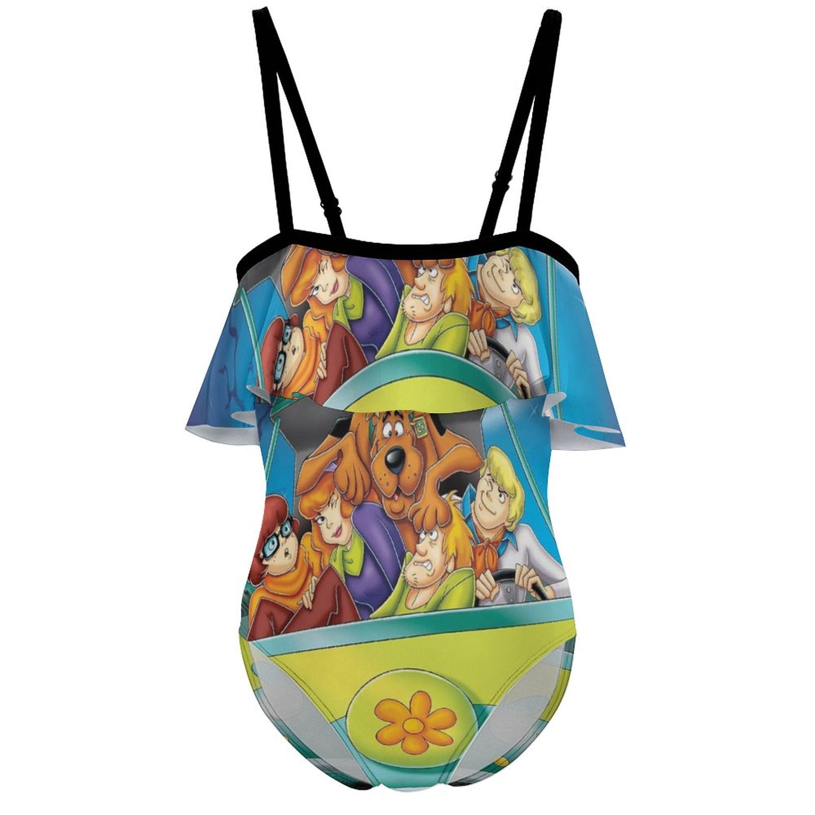Scooby Doo Poster Children's Swimsuit Adjustable Off Shoulder Ruffle ...