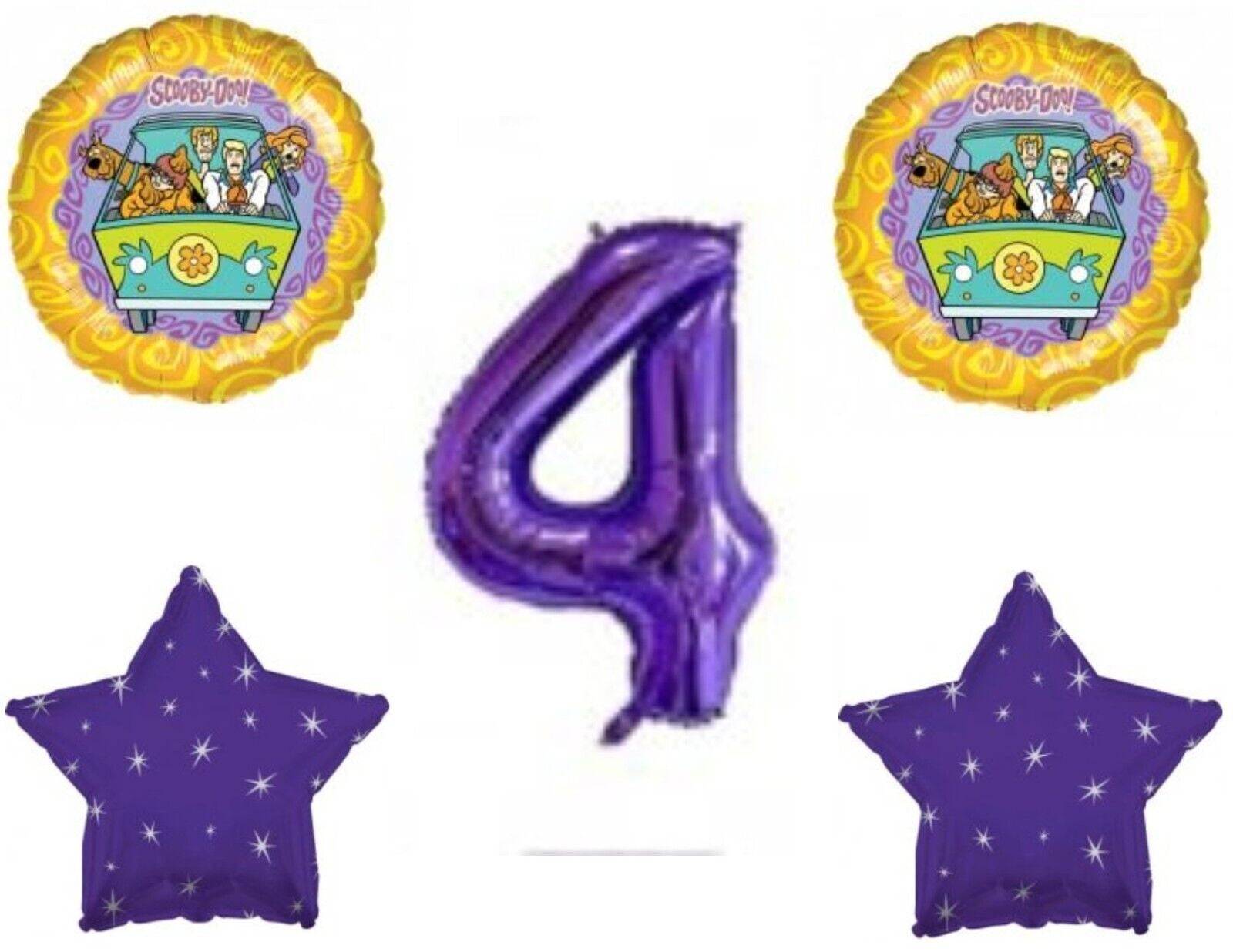 Scooby Doo Purple 4th Happy Birthday Party Balloons Decorations Supplies