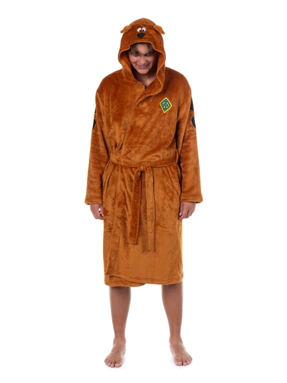 Scooby-Doo Robe Men's Character Embroidered 3D Design Hooded Bathrobe For Adults