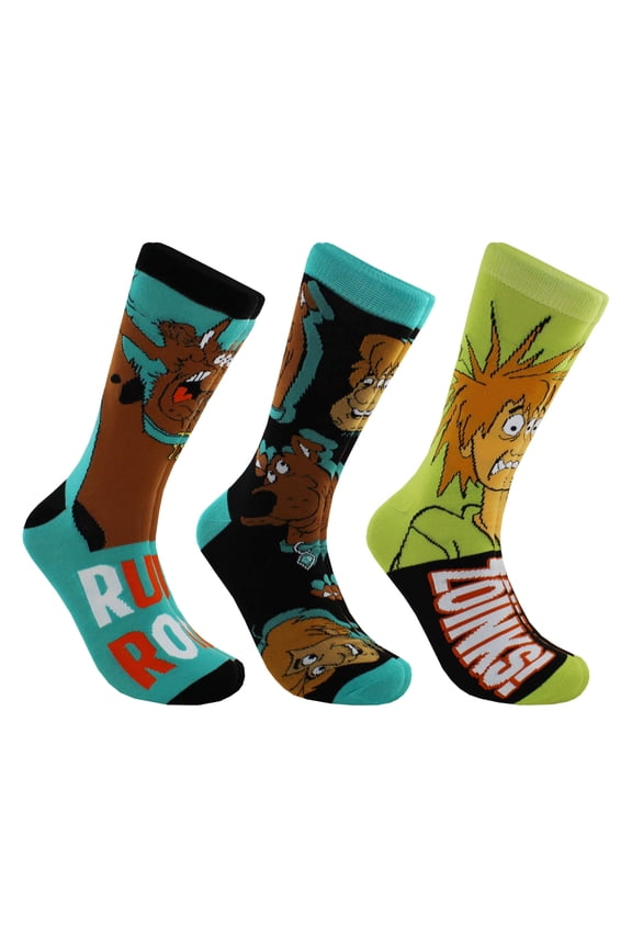 Scooby-Doo! Ruh Roh Adult Casual Crew Socks, 3-Pack, Size 6-12