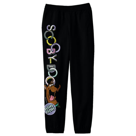 Scooby Doo Ruh Roh Boy's Black Sweatpants-Medium