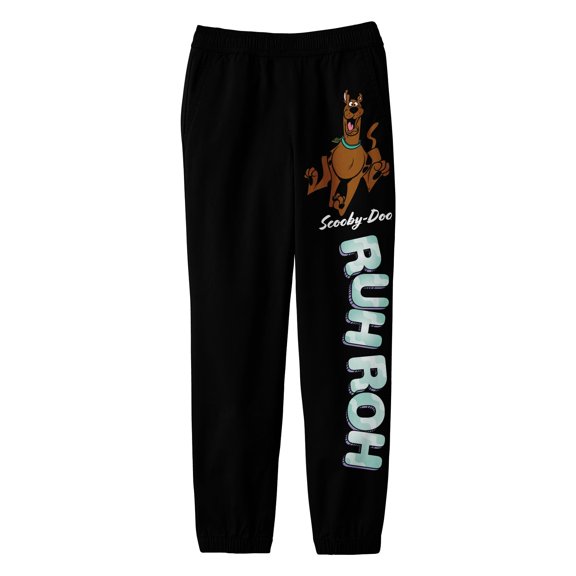 Scooby Doo Ruh-Roh Boy's Black Sweatpants-XL