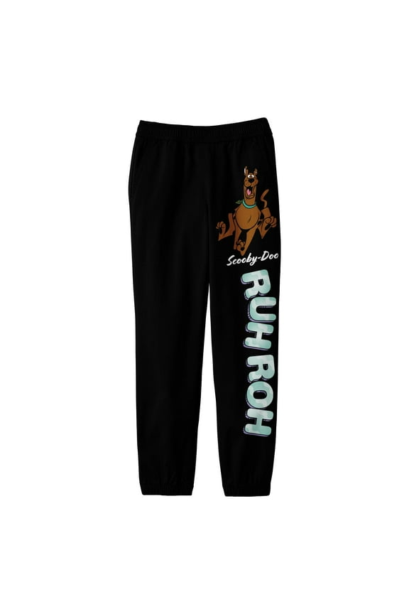 Scooby Doo Ruh-Roh Boy's Black Sweatpants-XL