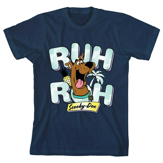 Scooby Doo Ruh Roh Boy's Navy T-shirt-Medium