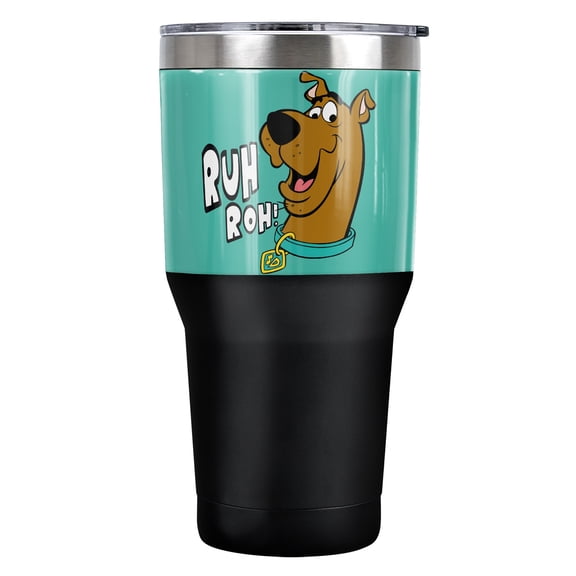 Scooby-Doo Ruh Roh Face Stainless Steel Tumbler 30 oz Coffee Travel Cup, Vacuum Insulated & Double Wall with Leakproof Sliding Lid