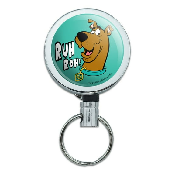 Scooby-Doo Ruh Roh Heavy Duty Metal Retractable Reel ID Badge Key Card Tag Holder with Belt Clip