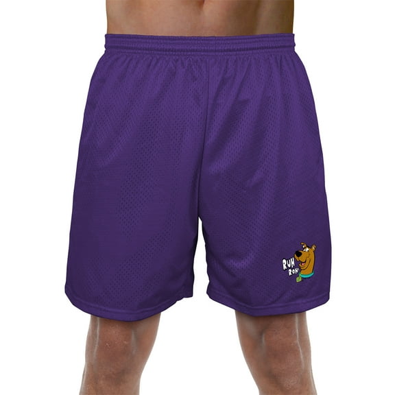 Scooby Doo! Ruh Roh Mens Lined Mesh Shorts, Purple, Small