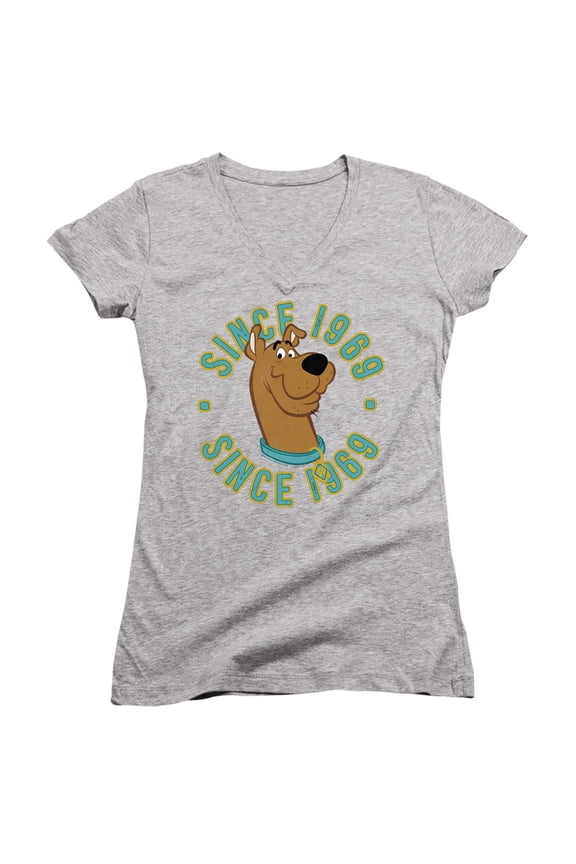 Scooby Doo Scooby 1969 Junior Women's V-Neck T-Shirt Athletic Heather