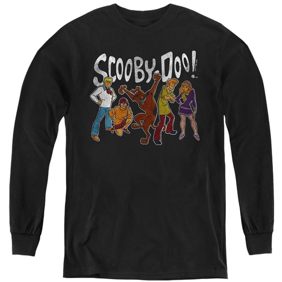 Scooby Doo! Scooby Doo Gang Kids Long Sleeve T Shirt (X-Large) for Youth Boys and Girls, Black