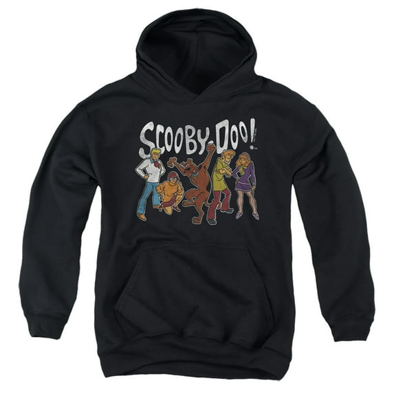Scooby Doo! Scooby Doo Gang Kids Pull-Over Hoodie (X-Large) for Youth Boys and Girls, Black