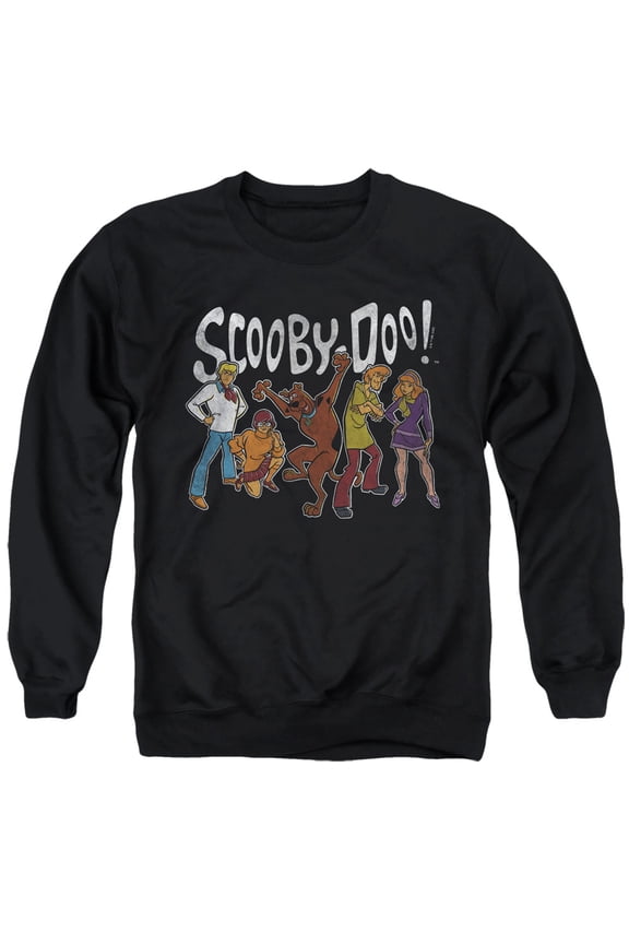 Scooby Doo! Scooby Doo Gang Unisex Adult Crewneck Sweatshirt,Black, Large