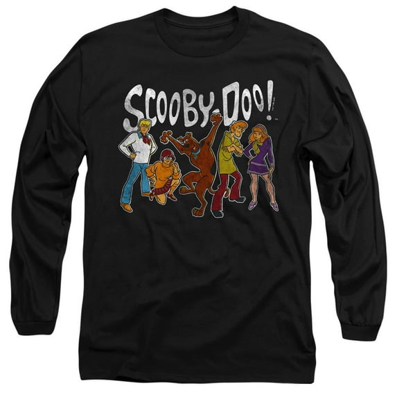 Scooby Doo! Scooby Doo Gang Unisex Adult Long-Sleeve T Shirt,Black, Large
