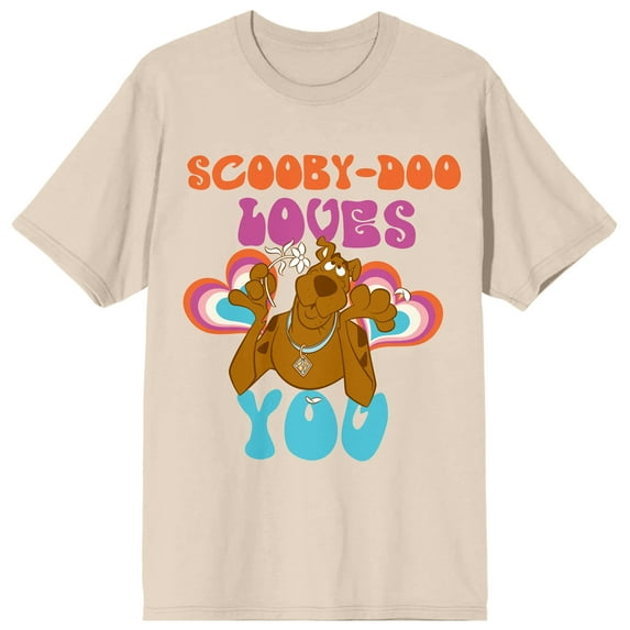 Scooby Doo Scooby Doo Loves You Women's Natural Short Sleeve Crew Neck Tee-3XL
