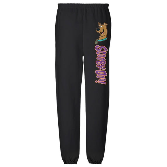 Scooby Doo! Scooby Face and Logo Unisex Jogger Sweatpants with Pockets for Men and Women, Black, X-Large