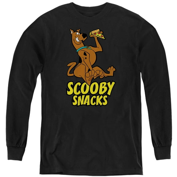 Scooby Doo! Scooby Snacks Pizza! Kids Long Sleeve T Shirt (X-Large) for Youth Boys and Girls, Black