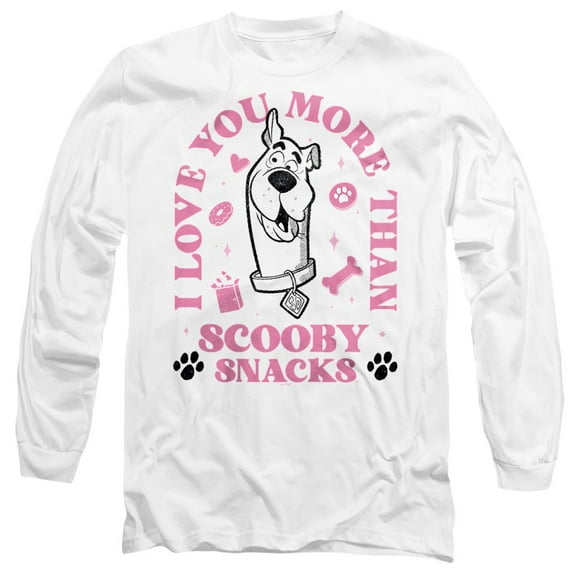 Scooby Doo Scooby Snacks Valentine Unisex Adult Long-Sleeve T Shirt, White, Large
