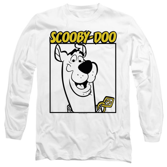 Scooby Doo Scooby Square Long Sleeve Adult 18/1 T-Shirt White