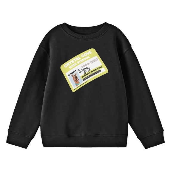 Scooby Doo Scooby's Crystal Cove High School ID Youth Black Crew Neck Sweatshirt-XS
