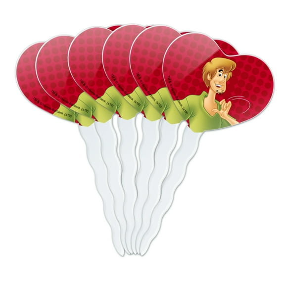 Scooby-Doo Shaggy Character Heart Love Cupcake Picks Toppers Decoration Set of 6