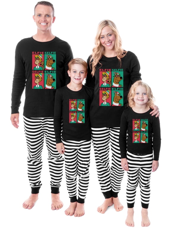Scooby-Doo Shaggy Elfie Selfie Christmas Tight Fit Family Pajama Set