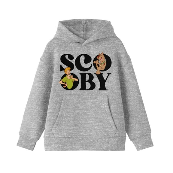 Scooby Doo Shaggy and Scooby Trap Letters Boy's Heather Grey Sweatshirt-XL
