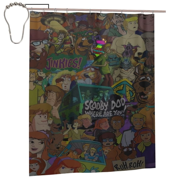 Scooby Doo Shower Curtain, Lovely Cartoon Shower Curtains Set for Kids Boys Girls College Dorm Bathroom, Waterproof Restroom Bathtub Decor Accessories with 12 Hooks 60"X72" Iron