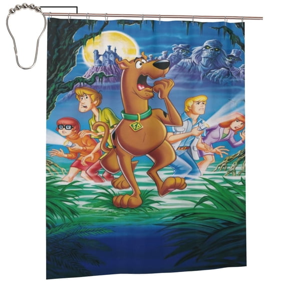 Scooby Doo Shower Curtain, Lovely Cartoon Shower Curtains Set for Kids Boys Girls College Dorm Bathroom, Waterproof Restroom Bathtub Decor Accessories with 12 Hooks 60"X72" Iron
