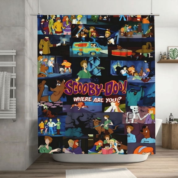 Scooby Doo Shower Curtain, Lovely Cartoon Shower Curtains Set for Kids Boys Girls College Dorm Bathroom, Waterproof Restroom Bathtub Decor Accessories with 12 Hooks 72X72 Inch Plastic